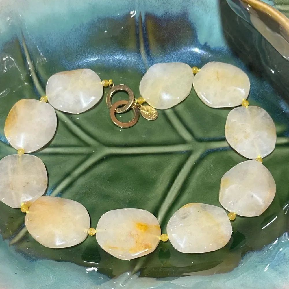 Beautiful Genuine Rutile Quartz Gemstone Necklace 14”